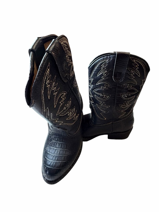 smartfit Other - smartfit Black Leather Cowboy Boots with Cream Interior